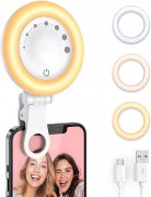 Phone Ring Light, 60 LED Selfie Ring Light for Phone Laptop, 3 Light Modes Clip on Rechargeable Light