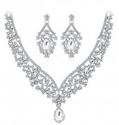 bridal rhinestone necklace bracelet and earring set 10