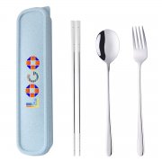 A8032 3 Piece Set Chopsticks Fork and Spoon Travel Case
